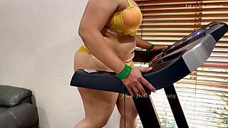 Hira Indian Beauty - Sexiest and Erotic Lingerie Workout on Treadmill