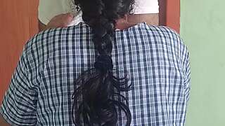 Chennai College Girl with Uniform Standing Romance with Tution Teacher in Home in Holiday