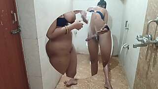 Bhabhi Suddenly Entry Bathroom Without Knock the Door Hard-core Sex