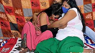 Desi Indian Bhabhi with Her Stepsister Threesome Sex with Husband