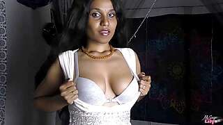 Dark skin Indian girl Lily a naughty pornstar striptease masturbation (Indian language)