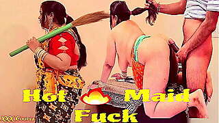 In winter,  I caught my beautiful maid and fucked her hard.