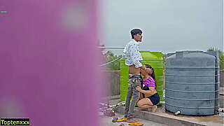 Hindi real Hot Sex at roof! Plz Don'_t Cum Inside pussy