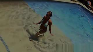 Hot summer day in the pool with a sexy Indian pornstar