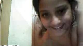 Pretty 35yo Hairy Busty Desi Aunty Cums on Cam