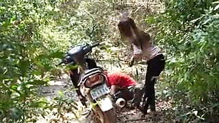 Don't trust a man to help a girl, forest sex