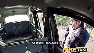Fake Taxi British babe Sahara Knite gives great deepthroat on backseat