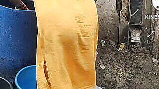 Anita yadav bathing outside with dance