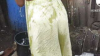 Anita yadav bathing outside of new look