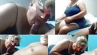 60 year old granny giving a rich blowjob