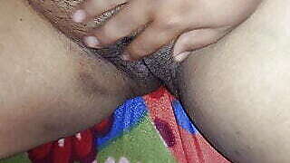 Stepsister beautiful hairy pussy fingering.