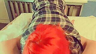 Gorgeous blowjob from a beauty with sperm in her mouth