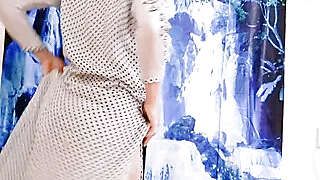 Curvy teen flashing her awesome ass.