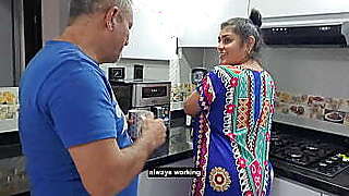 Aly sucks Apu'_s cock in the kitchen!